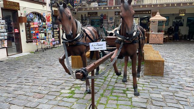 Eskişehir’de ilginç yasak! Tarihi çarşıdaki at heykellerine binmek yasaklandı, o uyarı asıldı