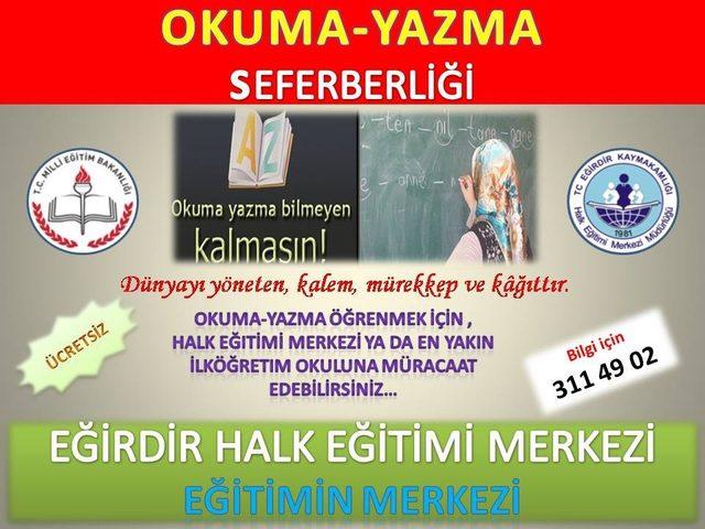 Isparta Eğirdir’de okuma-yazma seferberliği