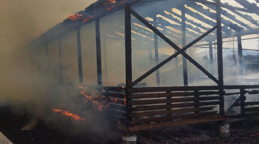 At çiftliğinde panik: Yangına itfaiye müdahale etti