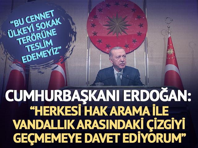 Cumhurbaşkanı Erdoğan: "Bu cennet vatanı sokak terörüne teslim edemeyiz"