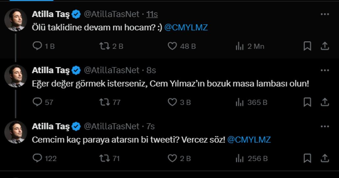 Atilla Taş Cem Yılmaz ı hedef aldı! Cem Yılmaz X in gündeminde: Kimi eleştirdi kimi savundu 1