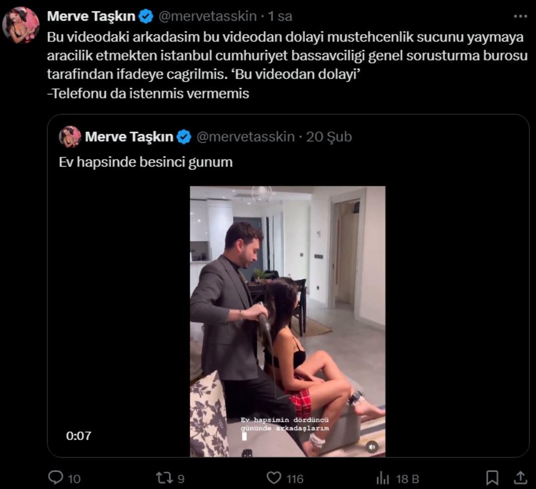 Ev hapsi alan Merve Taşkın dan dikkat çeken paylaşım! 1