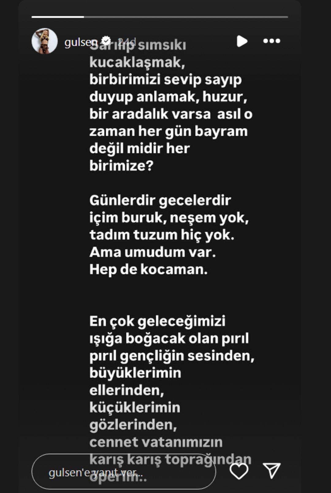 Gülşen den bayram mesajı: Günlerdir gecelerdir içim buruk, neşem yok 1