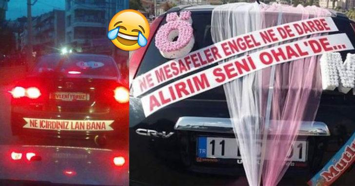 Mutluluktan coşanlarda bugün! Evlilikleri kahkaha ile süsleyen 10 gelin arabası