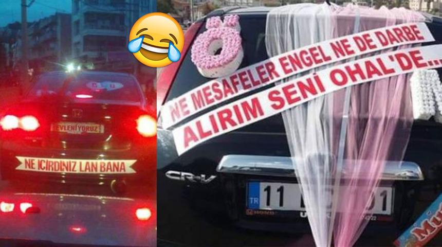 Mutluluktan coşanlarda bug&uuml;n! Evlilikleri kahkaha ile s&uuml;sleyen 10 gelin arabası