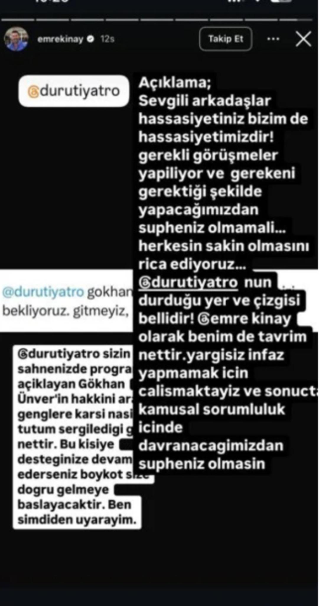 Emre Kınay sosyal medyadan duyurdu: Gökhan Ünver in gösterileri iptal edildi 1