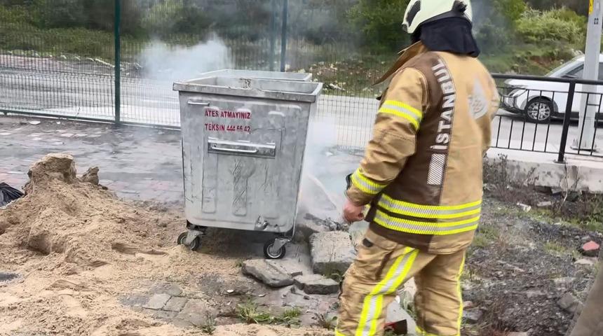 Çöp konteynerinden çıkan şey şaşkınlık yarattı! Başakşehir’de kimyasal madde paniği