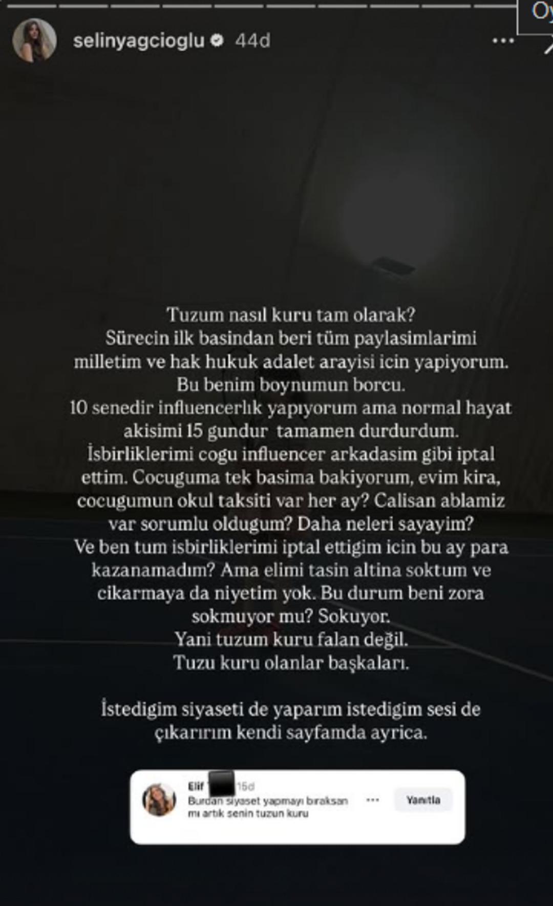 Selin Yağcıoğlu "Senin tuzun kuru" yorumuna isyan etti: "Bu ay para kazanamadım" 1