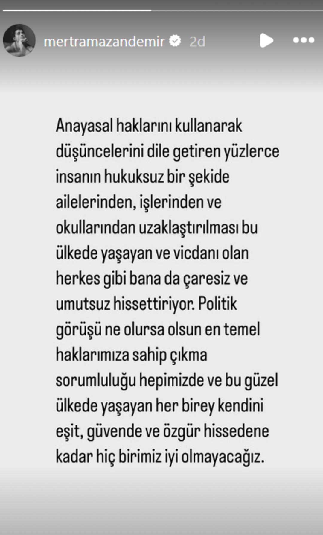 Mert Ramazan Demir birliğine teslim olmadan önce paylaştı! "Politik görüşü ne olursa olsun..." 1
