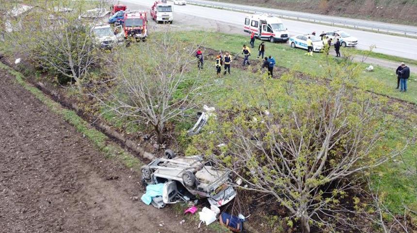 Amasya’da takla atan otomobil tarlaya uçtu: 1 ölü, 2 yaralı