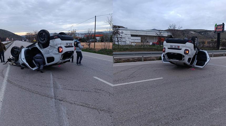 Ankara'da kaza: Kontrolden çıkan otomobil takla attı! 3 yaralı