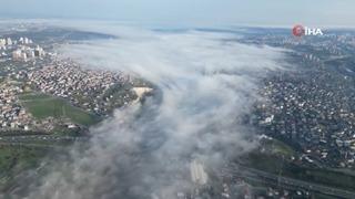 İstanbul’da sis bulutları kartpostallık görüntü oluşturdu