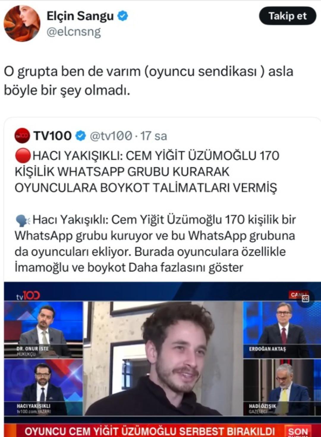 Gazeteci Hacı Yakışıklı  Cem Yiğit Üzümoğlu WhatsApp üzerinden talimat verdi  deyince Elçin Sangu kendini tutamadı!   O grupta ben de varım   2