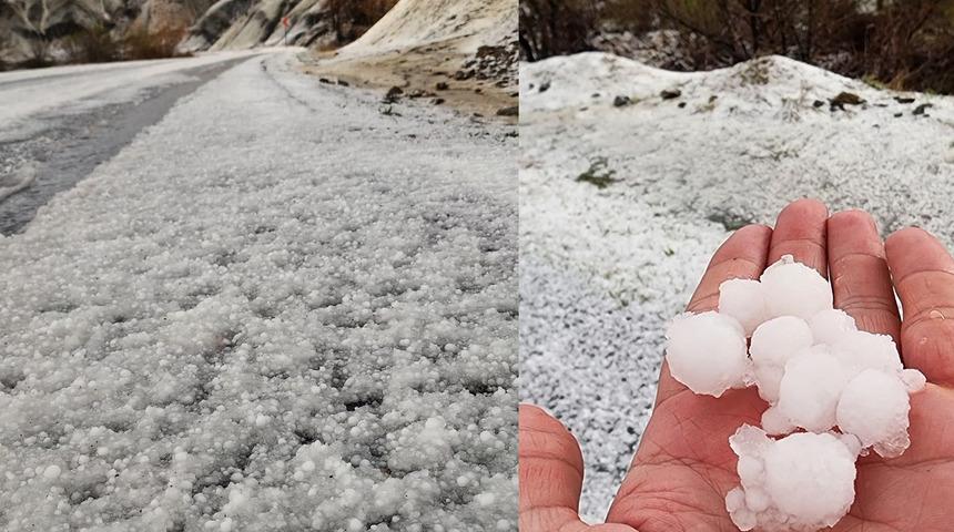 Elazığ'da ceviz büyüklüğünde dolu yağdı! Etraf kısa sürede beyaza büründü