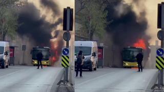 Ümraniye’de İETT otobüsünde yangın