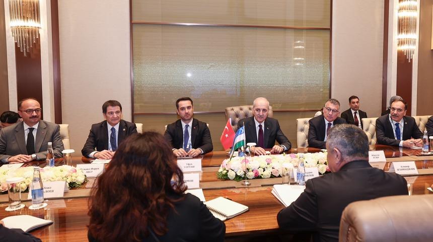 TBMM Başkanı Kurtulmuş, Özbekistan Yasama Meclisi Başkanı İsmailov ile görüştü