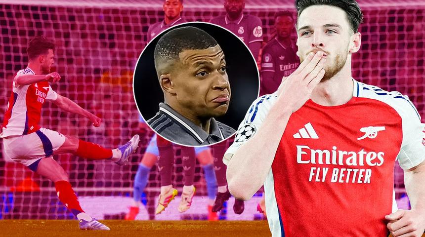 Şampiyonlar Ligi'nde Declan Rice'dan Real Madrid'e 2 füze! 12 dakikada tarihe geçti...