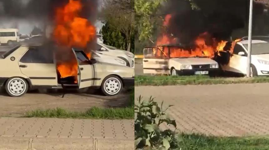 Siverek’te hastane otoparkında otomobiller alev aldı! 2 araç kullanılamaz hale geldi