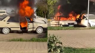 Siverek’te hastane otoparkında otomobiller alev aldı! 2 araç kullanılamaz hale geldi
