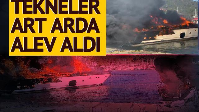 Tekneler art arda alev aldı! Fethiye'de otel önünde yangın: 4 kişiye oksijen desteği verildi