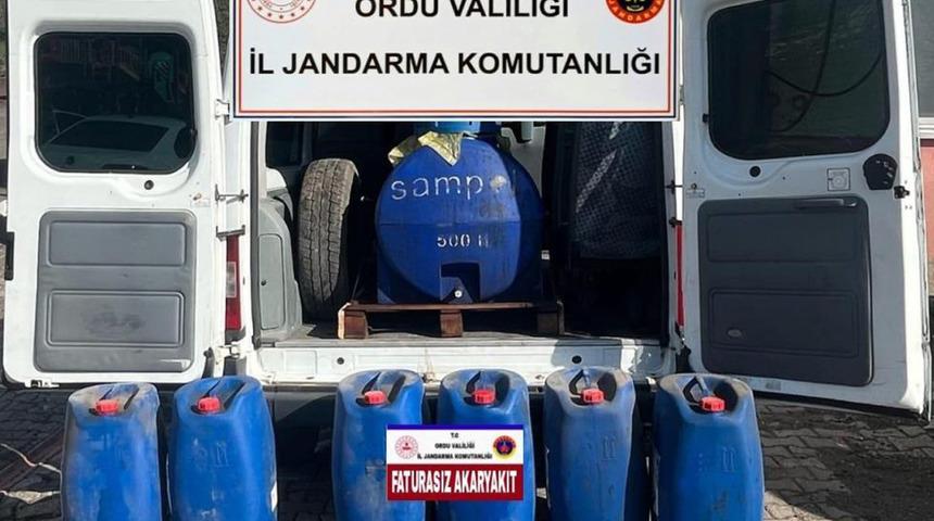 Ordu'da faturasız akaryakıt satan şüpheliye suçüstü