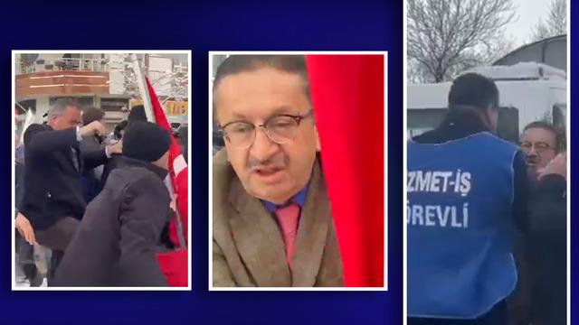 Altındağ Belediye Başkanı Veysel Tiryaki'den sendikacıya yumruk! İşçilerin direniş çadırıyla dalga geçmişti, yetmedi bizzat müdahale etti 