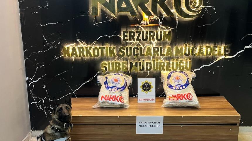 Erzurum'da 9 kilogram sentetik uyuşturucu ele geçirildi