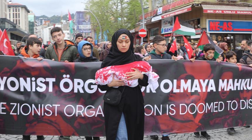 Orta ve Doğu Karadeniz'de İsrail'in Gazze'ye saldırıları protesto edildi