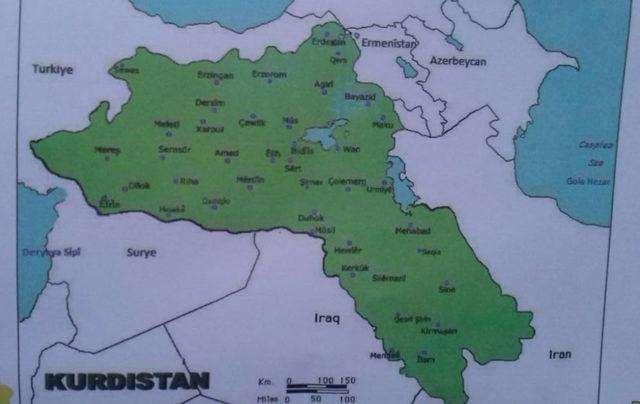 YPG yeleklerinde Öcalan arması, ders kitaplarında 'sözde' Kürdistan haritası