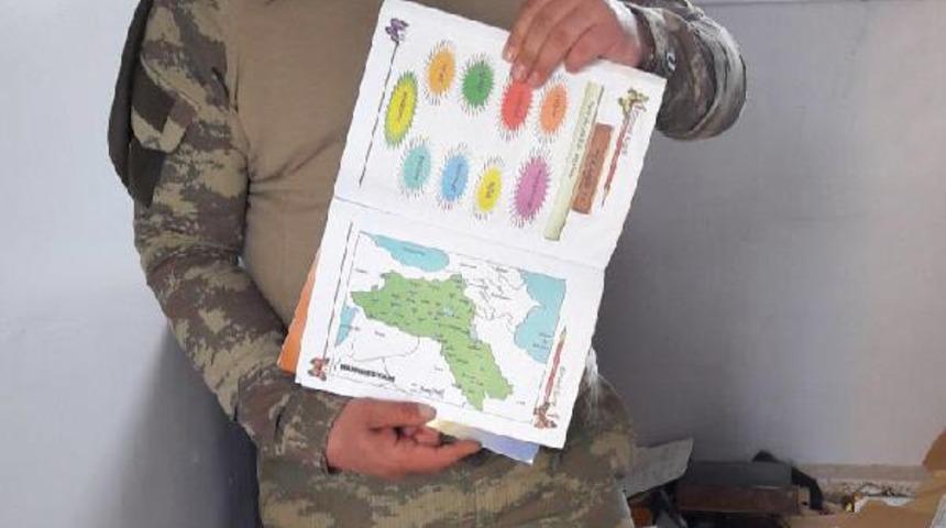 İlkokulda ele geçirildi! Öcalan arması, ders kitaplarında 'sözde' Kürdistan haritası