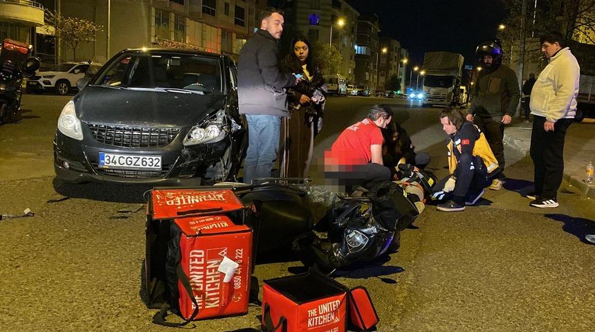 Çorlu'da otomobille motosiklet çarpıştı: Kurye yaralandı