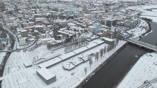 Beyaza bürünen Ardahan havadan görüntülendi