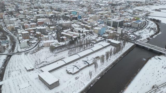 Beyaza bürünen Ardahan havadan görüntülendi