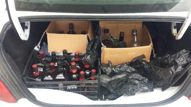 35 şişe kaçak içki ve 2 bin 350 paket kaçak sigara ele geçirildi