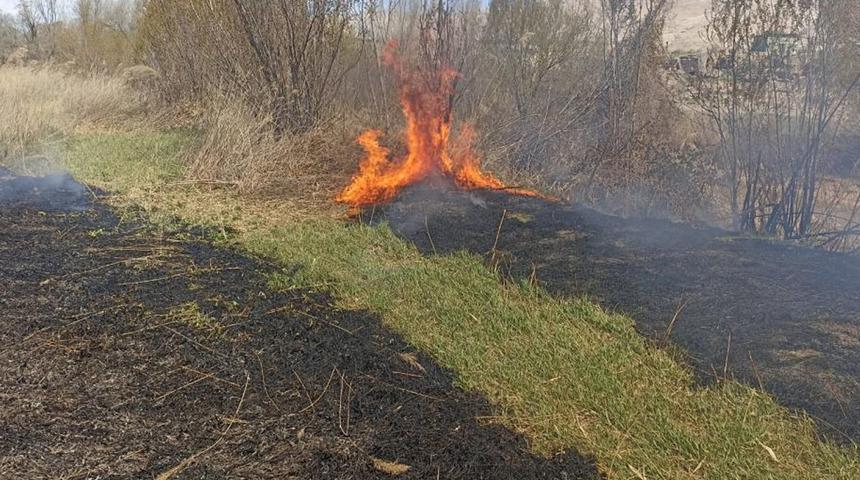 Darende’de sazlık yangını