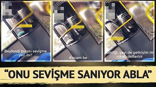 Otobüste öpücük gören kadın çileden çıktı! Sevişme yeri mi burası? diye çıkıştı: Kocam be! Nikah defterini mi getireyim?