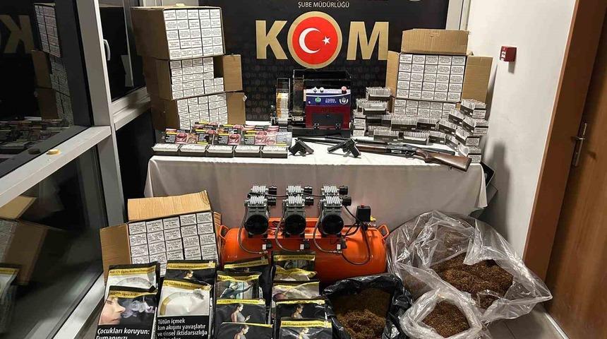 Kütahya’da kaçak tütün ve makaron operasyonu