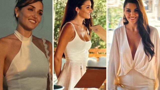 Hande Erçel'in Rüzgara Bırak filmindeki kombininden ilhamla yazlık beyaz elbiseler