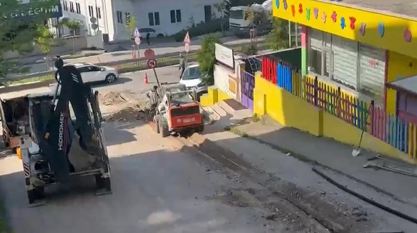 Altyapı çalışmasında doğalgaz borusu patladı