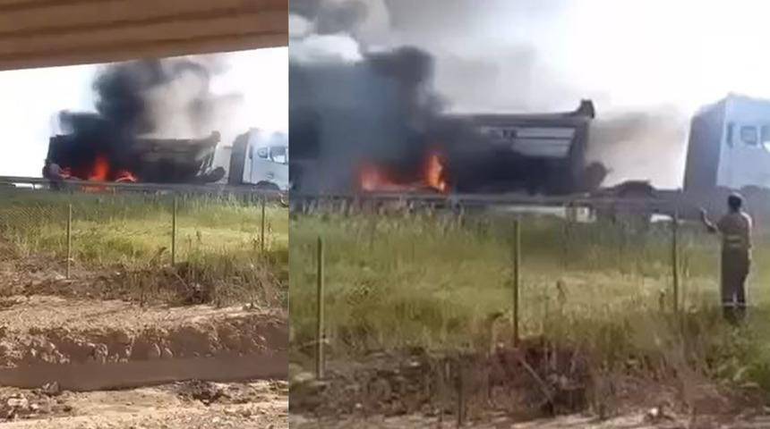 TEM otoyolunda korku dolu anlar! Seyir halinde giderken alev aldı