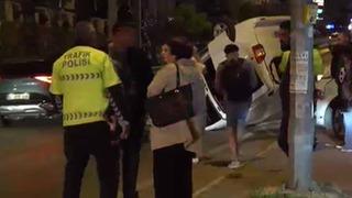 Refüje çıkan araç takla attı