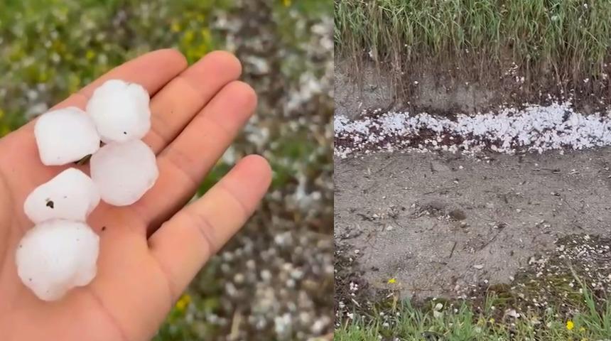 Meteoroloji 'sarı' kodla uyarmıştı! Çorum'da sağanak yağışla birlikte ceviz büyüklüğünde dolu yağdı