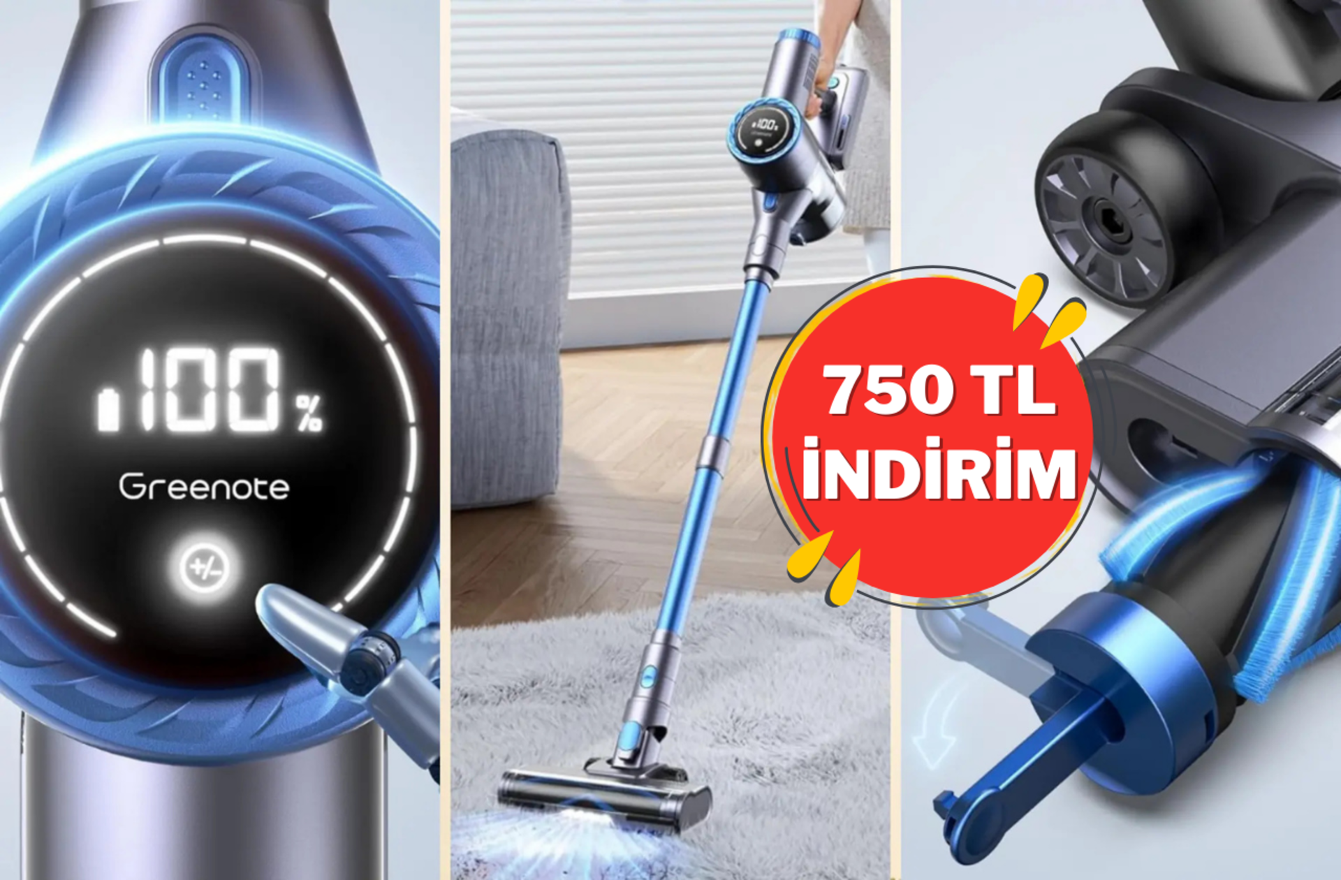 Fiyatı 8 bin 750 TL'ye düştü! Çok satan Greenote dikey süpürge günün fırsat ürünü oldu