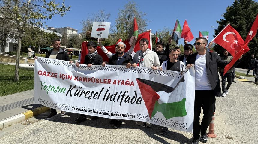 Tekirdağ'da üniversite öğrencileri Filistin'e destek için yürüdü
