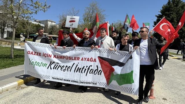 Tekirdağ'da üniversite öğrencileri Filistin'e destek için yürüdü