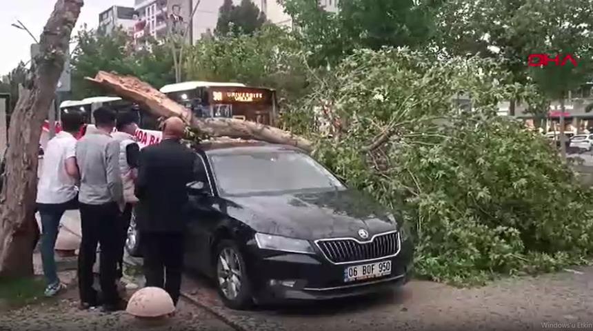 Diyarbakır ve Batman’da fırtına; çatı ve ağaçlar, araçların üzerine devrildi