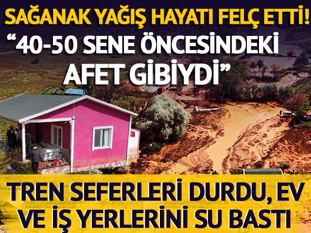 Kırıkkale'de sağanak yağış hayatı felç etti! Tren seferleri durdu, Kızılırmak çamur rengine büründü