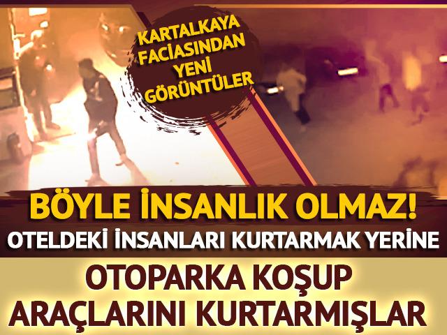 Kartalkaya'daki yangın faciasından yeni görüntüler! Oteldeki insanları uyarmak yerine otoparka koşup araçlarını kurtarmışlar