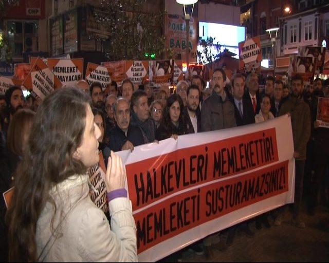 Beşiktaş'ta Halkevleri yönetici ve üyelerinin gözaltına alınması protesto edildi