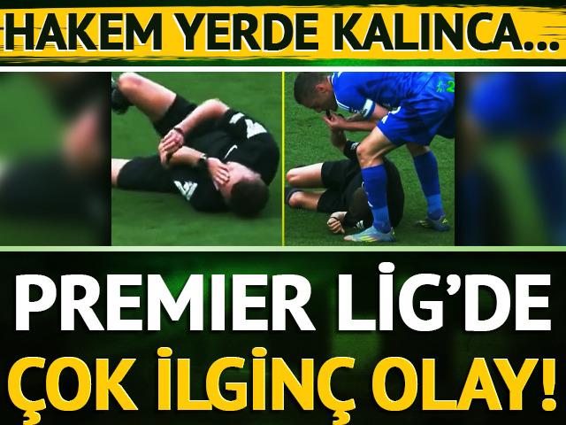 Premier Lig'de çok ilginç an! Maçın hakemi yerde kaldı, Jamie Vardy düdük çalıp oyunu durdurdu